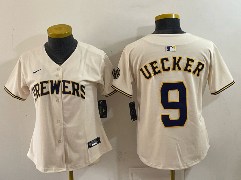 Women 2026 Milwaukee Brewers #9 Uecker cream Game Nike MLB Jersey 100404